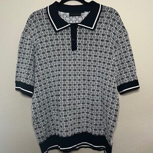 Elie Tahari Men’s Large Black And White Polo Sweater